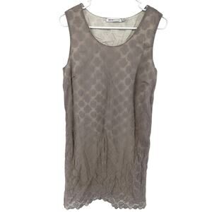 See By Chloe Dress Lace Overlay Tank Lined Round Neck Pullover Taupe 12